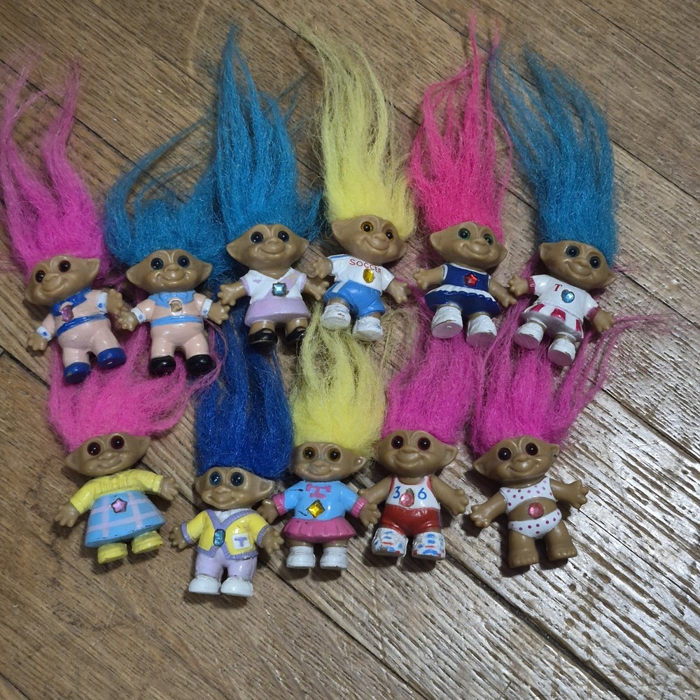 Vintage 1992 Ace Novelty Troll Lot of 11 Jewel Belly Soccer Cheerleader